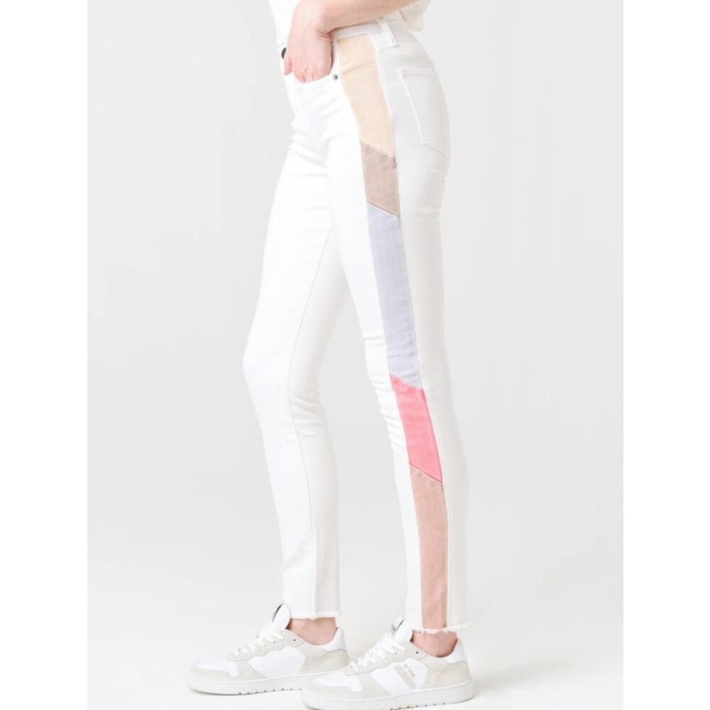 Frame Le High Skinny White Color Block Jean Women's 2